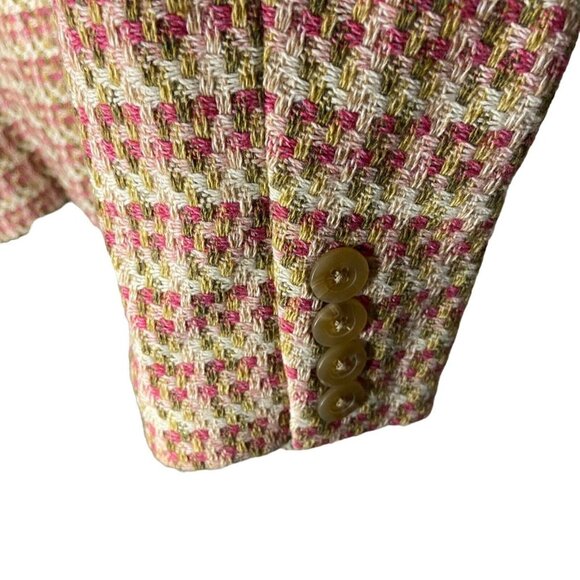 Vintage Talbots Wool Tweed Plaid Blazer Jacket Petite 8 Italian Fabric Button - Picture 3 of 4